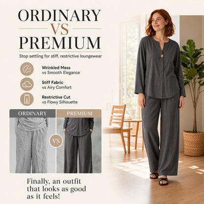 Ensemble chemise décontractée et pantalon large pour femme