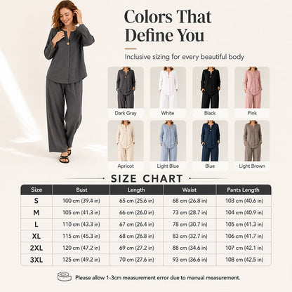 Ensemble chemise décontractée et pantalon large pour femme