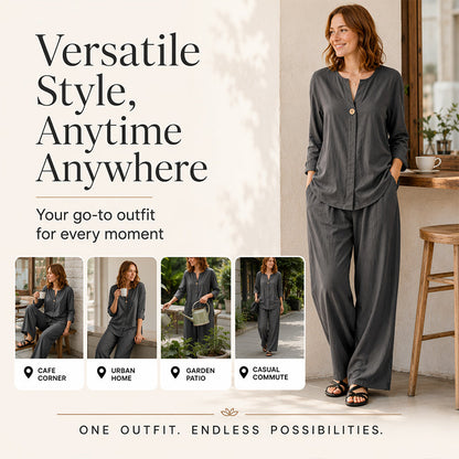 Ensemble chemise décontractée et pantalon large pour femme
