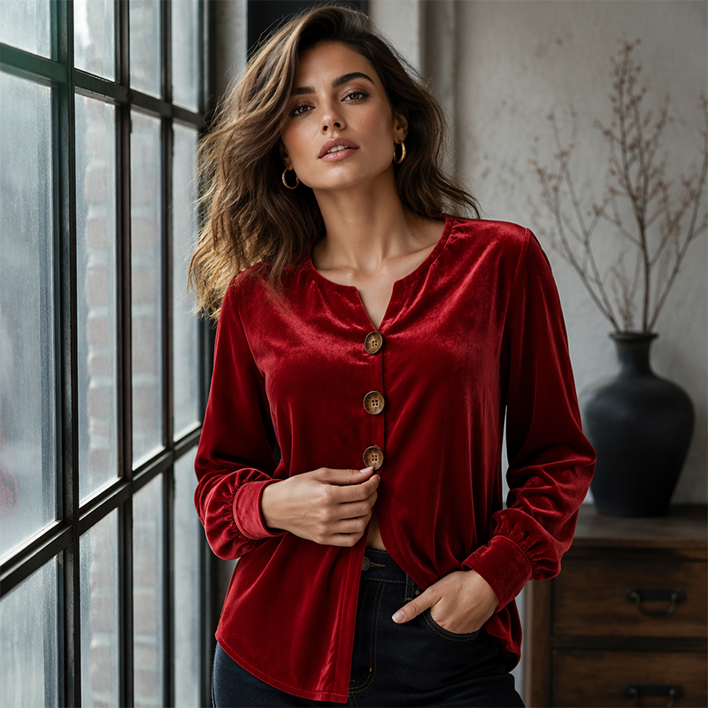 ✨🛍️Nouveauté - Chemisier ample en velours - Léger et aux finitions soignées, pour une élégance au quotidien