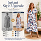 ☀️👗 Coup de cœur – Robe midi décontractée à motifs floraux et col en V – Tombé souple et imprimé romantique