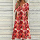 ☀️👗 Coup de cœur – Robe midi décontractée à motifs floraux et col en V – Tombé souple et imprimé romantique