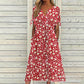 ☀️👗 Coup de cœur – Robe midi décontractée à motifs floraux et col en V – Tombé souple et imprimé romantique