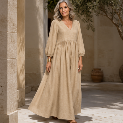 💕Nouveautés -56%👗Robe longue plissée col V pour femme