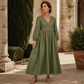 💕Nouveautés -56%👗Robe longue plissée col V pour femme