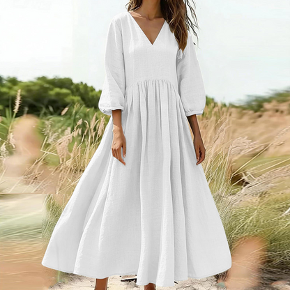 💕Nouveautés -56%👗Robe longue plissée col V pour femme