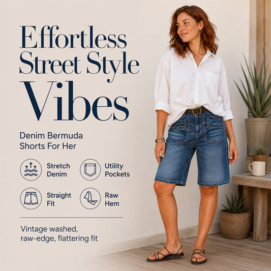 ⌛ Offre à durée limitée – Pantalon court en jean coupe droite classique pour femme