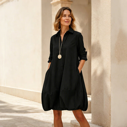 Robe-chemise décontractée à boutons pour femme