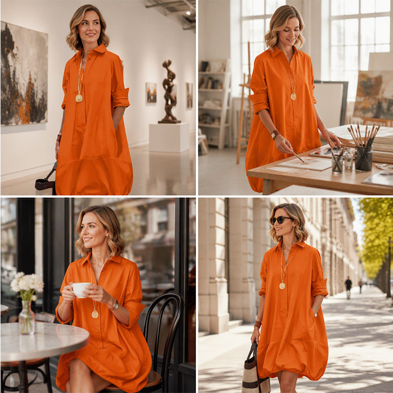 Robe-chemise décontractée à boutons pour femme