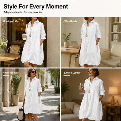 Robe-chemise décontractée à boutons pour femme