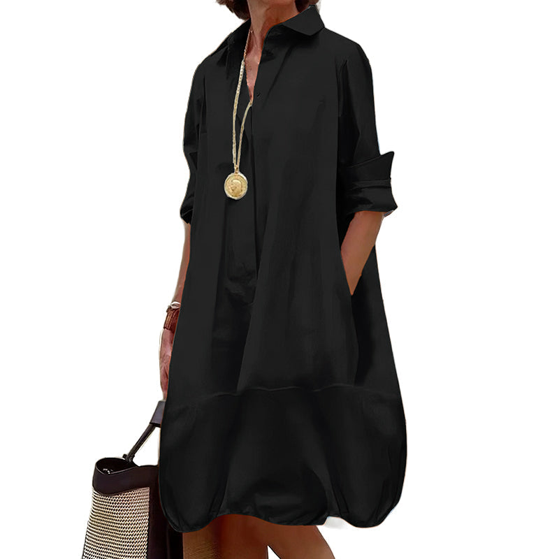 Robe-chemise décontractée à boutons pour femme