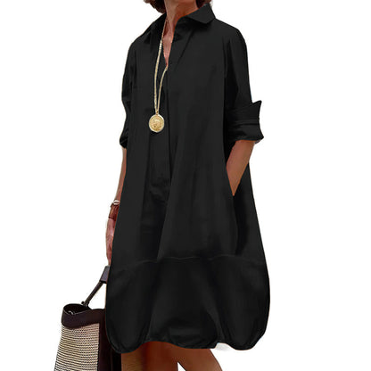 Robe-chemise décontractée à boutons pour femme