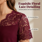 Haut à manches courtes et col en V en dentelle pour femme