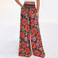 Pantalon large à taille haute à imprimé floral pour femme