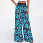 Pantalon large à taille haute à imprimé floral pour femme