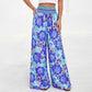 Pantalon large à taille haute à imprimé floral pour femme