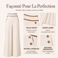 Pantalon large taille haute pour femme avec bordures contrastées