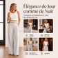 Pantalon large taille haute pour femme avec bordures contrastées