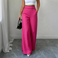 Pantalon large taille haute pour femme avec bordures contrastées