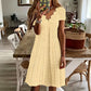 🌷 Robe élégante en broderie anglaise, décolleté ondulé 🤍 Robe midi évasée manches courtes, tissu léger convenant aux sorties quotidiennes