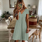 🌷 Robe élégante en broderie anglaise, décolleté ondulé 🤍 Robe midi évasée manches courtes, tissu léger convenant aux sorties quotidiennes