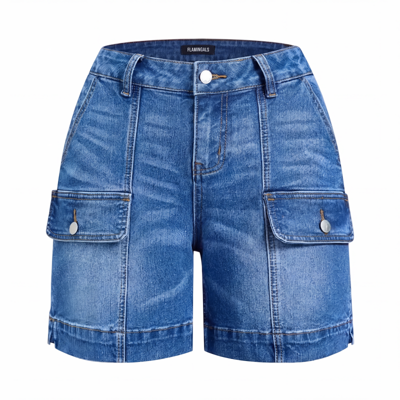 Short en jean stretch décontracté pour femme