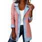 Manteau en maille côtelée élégant pour femme avec empiècements en jean