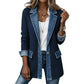 Manteau en maille côtelée élégant pour femme avec empiècements en jean