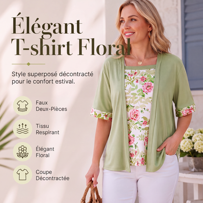 Tendance du moment⭐ 🎀 Haut à fleurs polyvalent au style superposé – facile à assortir avec un jean ou une jupe