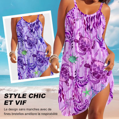 Robe de plage d'été sans bretelles à imprimé style océan