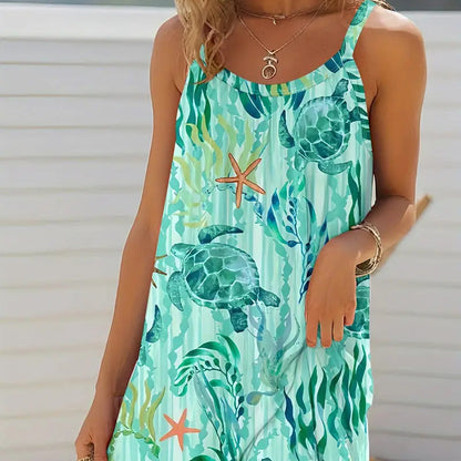 Robe de plage d'été sans bretelles à imprimé style océan