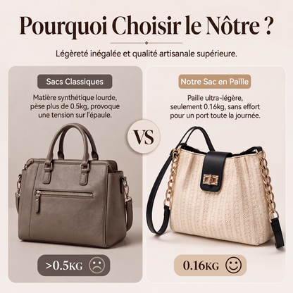 🧺👜 Sac d’été en paille tressée – Ultra-léger, anse réglable, magnifique texture artisanale, assez grand pour glisser une serviette de plage, des lunettes et même une baguette sous le bras 🥖🏖️