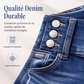 Jean court taille haute pour femme, coupe ajustée