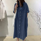 Robe en jean ample pour femme, boutonnée devant