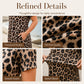 Robe longue décontractée à manches courtes imprimée léopard avec poches pour femme