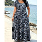 Robe longue décontractée à manches courtes imprimée léopard avec poches pour femme