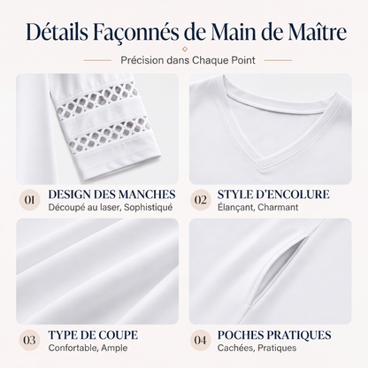 Robe mi-longue décontractée à col V pour femme