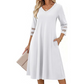 Robe mi-longue décontractée à col V pour femme