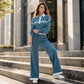 Ensemble sweat à rayures et pantalon large pour femme