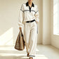 Ensemble sweat à rayures et pantalon large pour femme