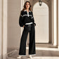 Ensemble sweat à rayures et pantalon large pour femme