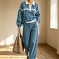 Ensemble sweat à rayures et pantalon large pour femme