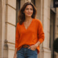 🎀 Style Élégant ! Pull‑over à col V ondulé au design raffiné et tissu très doux🔥 large gamme de coloris tendance