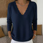 🎀 Style Élégant ! Pull‑over à col V ondulé au design raffiné et tissu très doux🔥 large gamme de coloris tendance