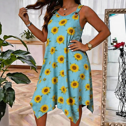 ✨🛍️Nouveauté – Robe longue sans manches à imprimé marguerites – Confort respirant et ambiance vacances décontractée 🍃