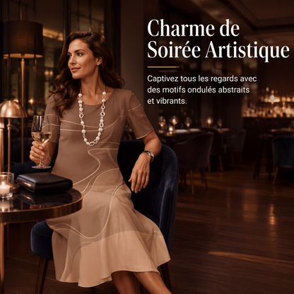 🎨✨Robe femme coupe A à imprimé abstrait – manches courtes, coupe élégante, tailles S–5XL 👗