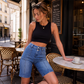 Short bermuda en jean décontracté pour femme