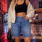 Short bermuda en jean décontracté pour femme