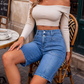 Short bermuda en jean décontracté pour femme