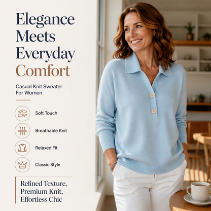 Pull en maille élégant à col à revers pour femme